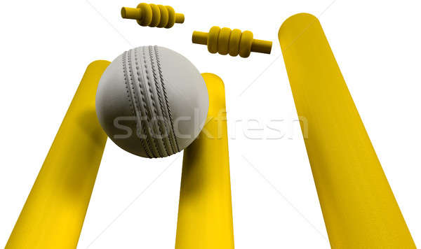 Cricket Ball Hitting Wickets Night Stock photo © albund