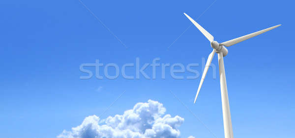 Windturbine blauwe hemel regelmatig geïsoleerd pluizig wolk Stockfoto © albund