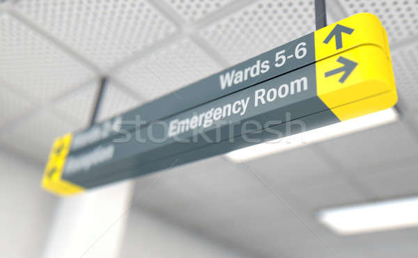 Krankenhaus Zeichen Unfallstation Decke Weg 3d render Stock foto © albund