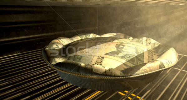 Swedish Kronor Money Pie Baking In The Oven Stock photo © albund