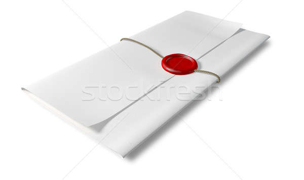 Papel rojo cera sello cadena perspectiva Foto stock © albund