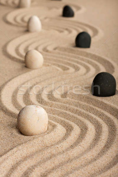  line black and white  stones, standing on the sand Stock photo © alekleks