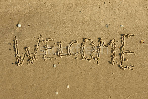 Word welcome written on the sand  Stock photo © alekleks