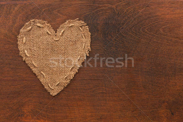 Symbolique coeur toile de jute mensonges bois surface [[stock_photo]] © alekleks