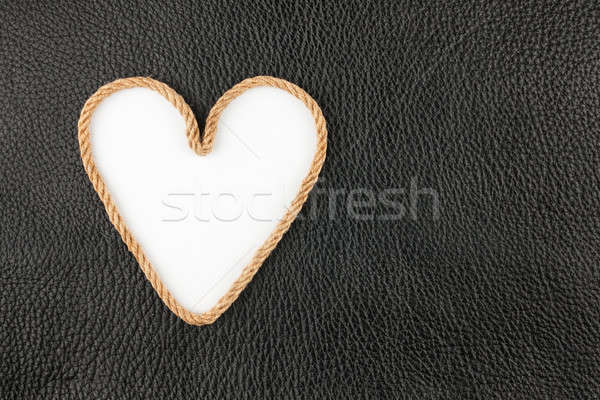 [[stock_photo]]: Symbolique · coeur · corde · naturelles · cuir · texture