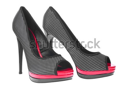 Fünf Paar Schuhe High Heels isoliert weiß Stock foto © alekleks