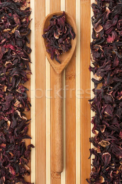Holzlöffel Hibiskus kann benutzt Blume stieg Stock foto © alekleks