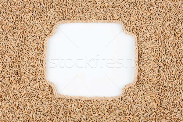 Figured frame made of rope with  rye  grains  lying on a white b Stock photo © alekleks