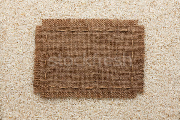 [[stock_photo]]: Cadre · toile · de · jute · ligne · mensonges · riz