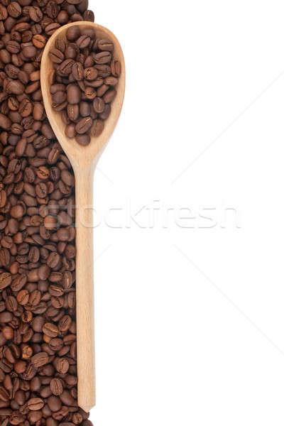 Stock fotó: Fakanál · kávé · magvak · izolált · fehér · konyha