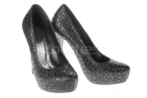 Women's black spotted  leather shoes Stock photo © alekleks