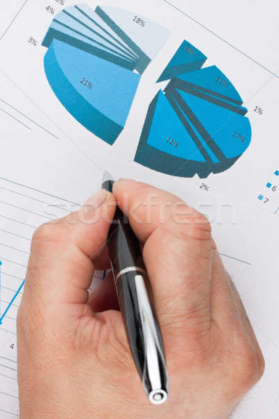Hand pen business analist werken vel Stockfoto © alekleks