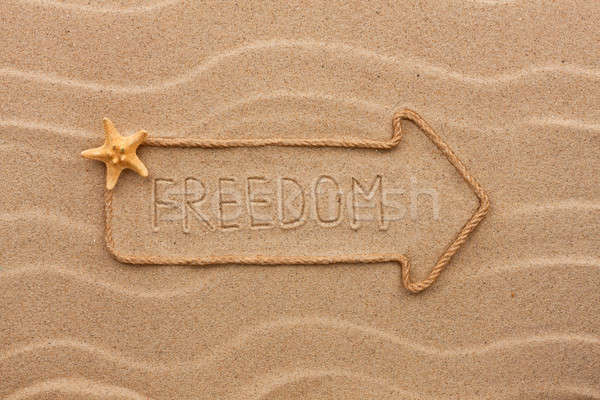 Pointer made of rope with an inscription  freedom, with starfish Stock photo © alekleks