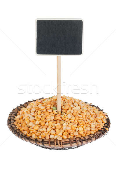 Heap of  pea  in a plate, with a pointer for your text Stock photo © alekleks