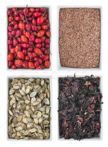 Briar, flax seed, pumpkin seed, hibiscus, in a of ceramic plate  Stock photo © alekleks
