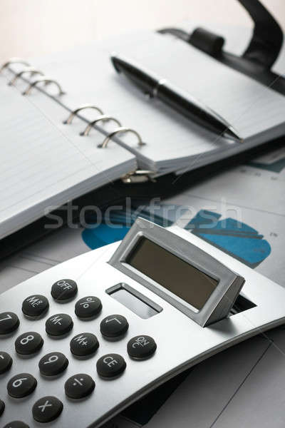 Calculator grafiek dagboek pen business werk Stockfoto © alekleks