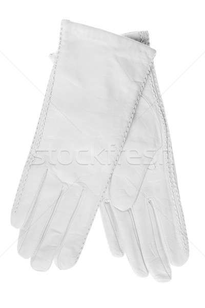   Women white leather gloves Stock photo © alekleks