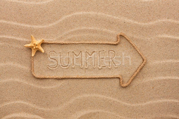 Kötél felirat nyár tengeri csillag homok háttér Stock fotó © alekleks