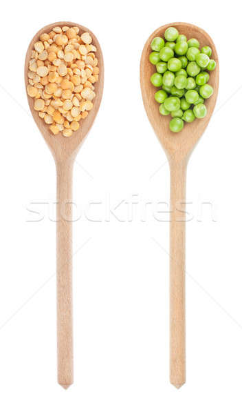 Green peas, dried peas in a wooden spoon Stock photo © alekleks