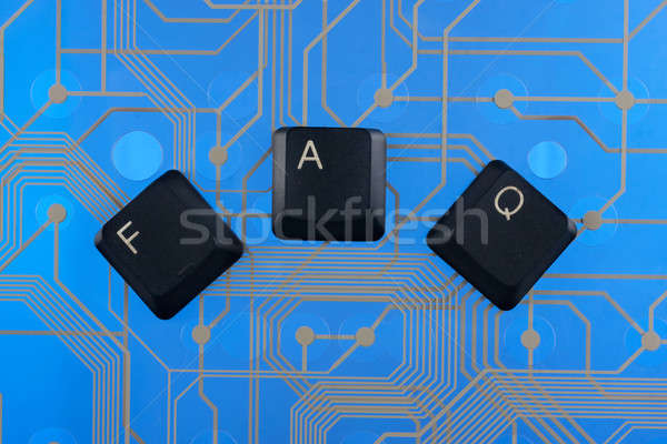 Klawiatury klucze na zewnątrz słowo faq niebieski Zdjęcia stock © alekleks