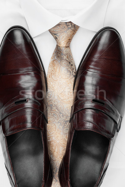 Stockfoto: Klassiek · schoenen · stropdas · witte · shirt · kan