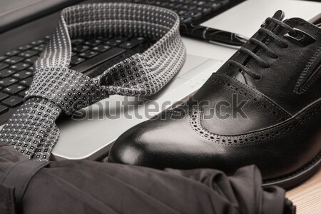 High-heeled shoes  lying on black  fabric Stock photo © alekleks