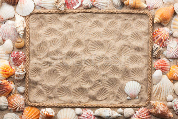 Schönen Rahmen Seil Meer Muscheln Sand Stock foto © alekleks