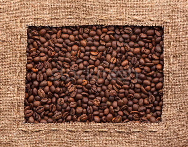 Frame made of burlap with coffee beans Stock photo © alekleks