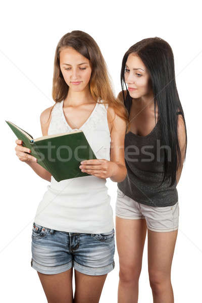 Fille espionnage petite amie lecture livre isolé [[stock_photo]] © alekleks