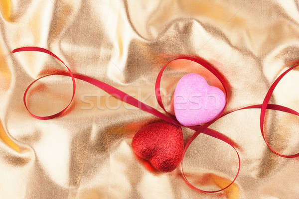 Red and pink heart and satin ribbons Stock photo © alekleks