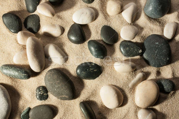 Closeup of stones sticking out of the sand in the sunlight Stock photo © alekleks