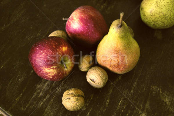 Paar appel ander vruchten retro-stijl poster Stockfoto © Aleksa_D