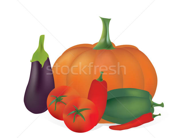 Stockfoto: 3D · ingesteld · vector · groenten · tomaten · paprika