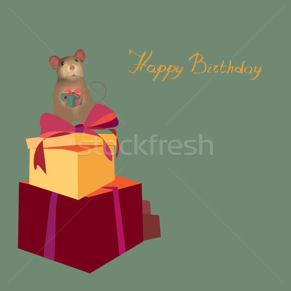 Birthday Card with Present boxes and mouse  Stock photo © Aleksa_D