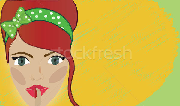 Retro woman with a finger on her lips Stock photo © Aleksa_D