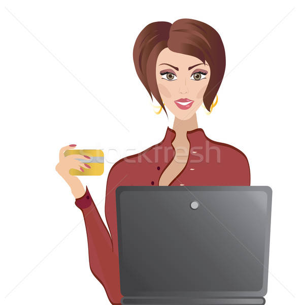 Woman with Credit Card and Laptop. Online shopping and Internet Banking Concepts Stock photo © Aleksa_D