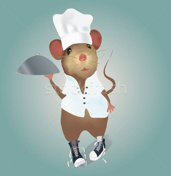 Mouse Chef with Hat and Plate. Illustration  Stock photo © Aleksa_D