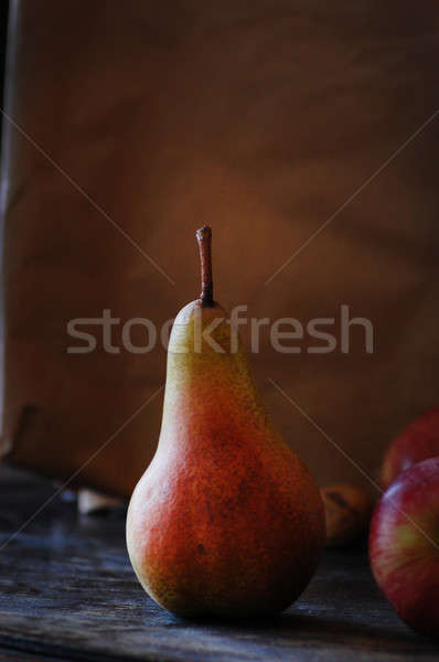 Paar appel ander vruchten retro-stijl poster Stockfoto © Aleksa_D