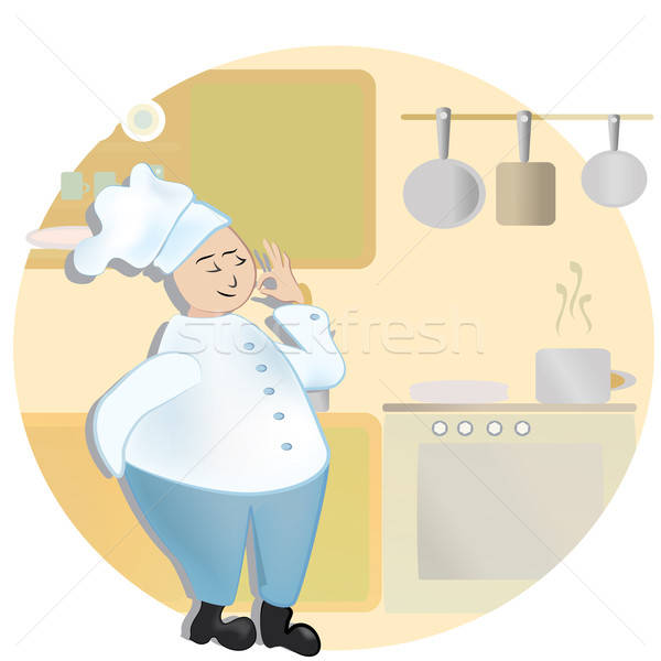 Chef man uniform tonen teken Stockfoto © Aleksa_D