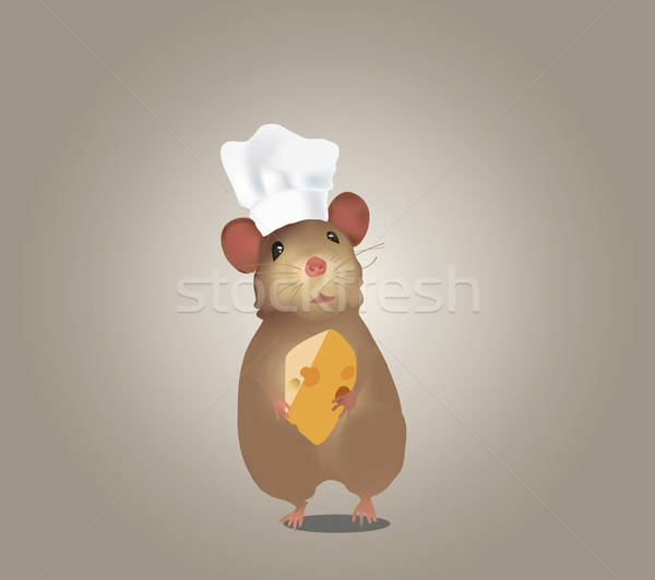 Mouse Chef with Hat and Cheese Stock photo © Aleksa_D