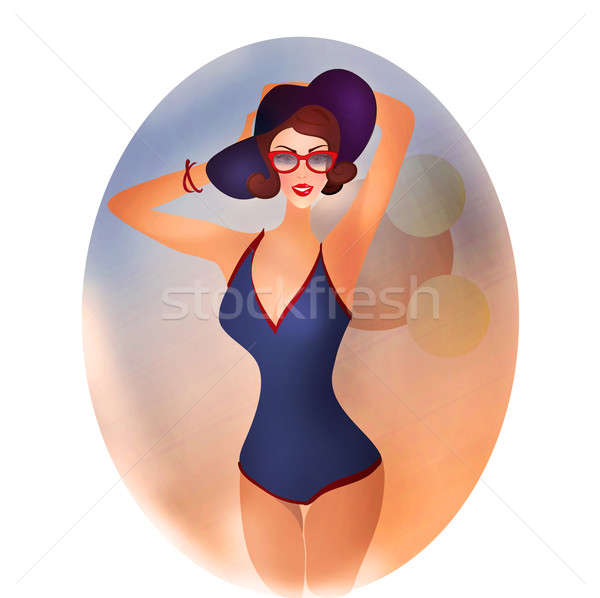 Retro Woman in Swimsuit  Stock photo © Aleksa_D