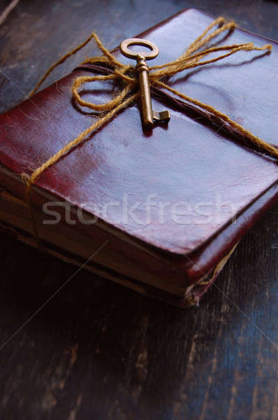 Vintage sleutel notebook leder papier boek Stockfoto © Aleksa_D