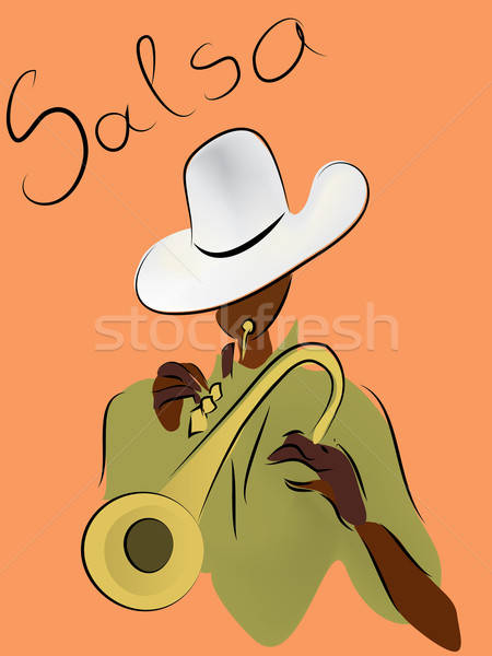 Man trompet vector portret salsa speler Stockfoto © Aleksa_D