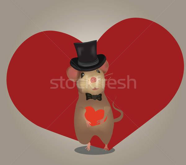 Love Card or Wedding Invitation. Greeting card with  mouse and heart Stock photo © Aleksa_D