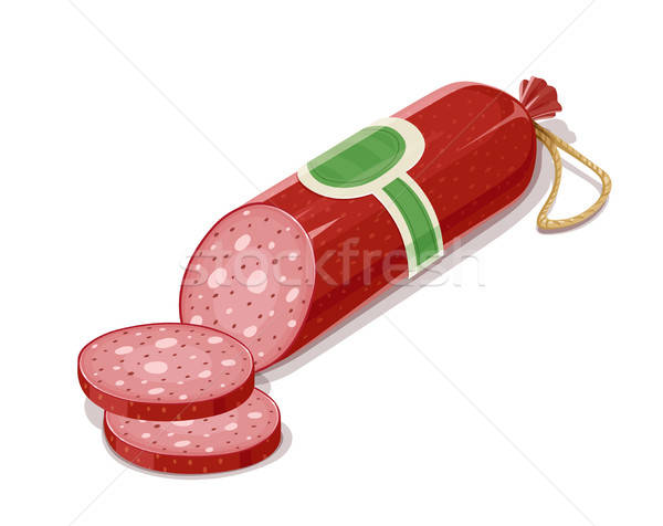 Fresh delicious and nourishing sausage with cutting slice Stock photo © Aleksangel