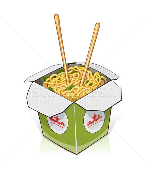 Fast food. Chinese noodles in take out container Stock photo © Aleksangel