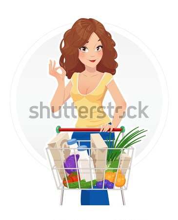 Beautiful girl with package of products. Shopping. Stock photo © Aleksangel