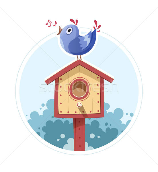 Bird sit and sing on nesting box Stock photo © Aleksangel