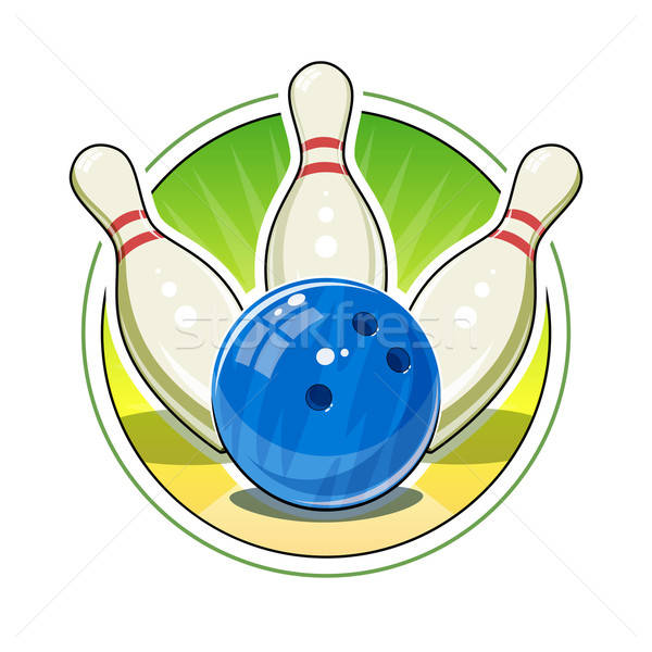 Stock photo: Bowling ball and skittles for game