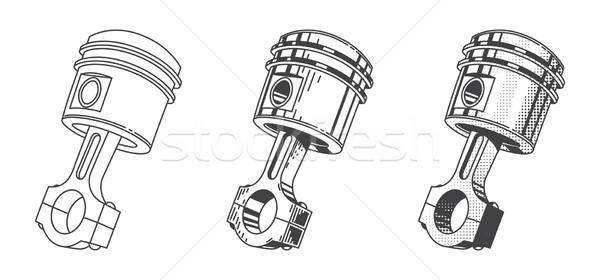 Metallic gear piston. Car engine part. Set. Stock photo © Aleksangel